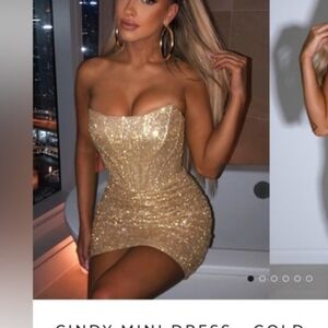 Cindy Mini Dress - Gold Glitter